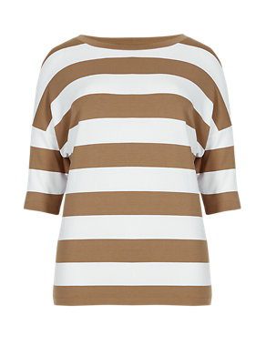 Striped Round Neck Half Sleeve Top Image 2 of 4