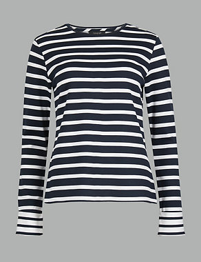 Striped Round Neck Long Sleeve T-Shirt Image 2 of 4
