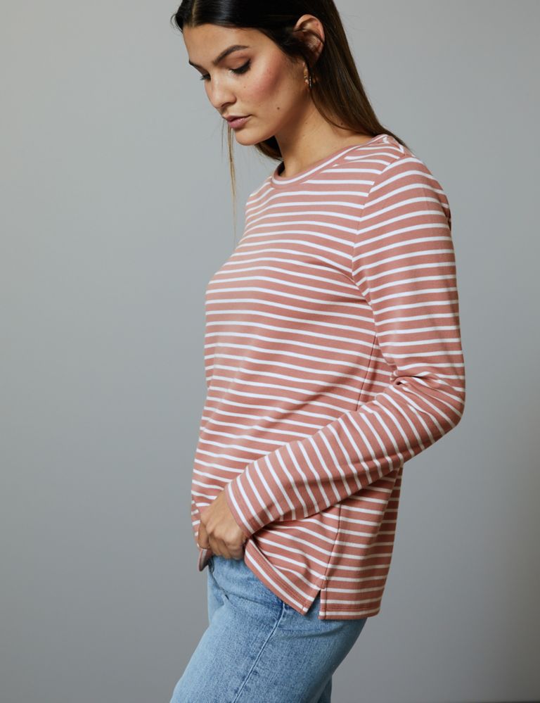 Striped Round Neck Long Sleeve T-Shirt 1 of 4