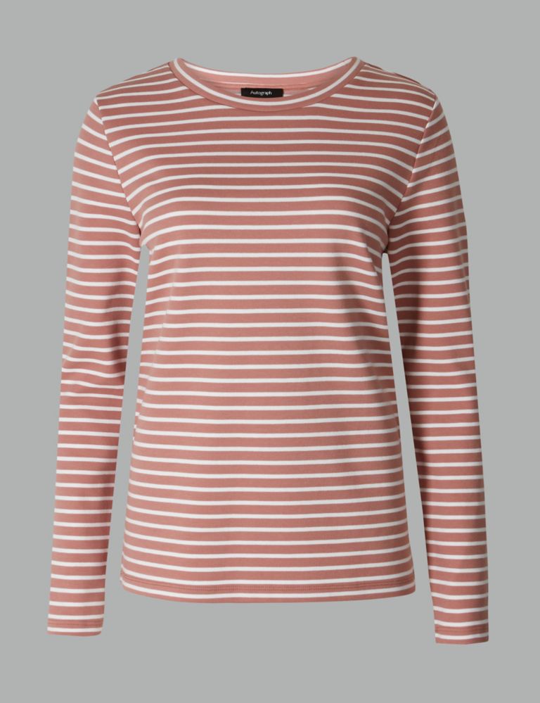 Striped Round Neck Long Sleeve T-Shirt 2 of 4