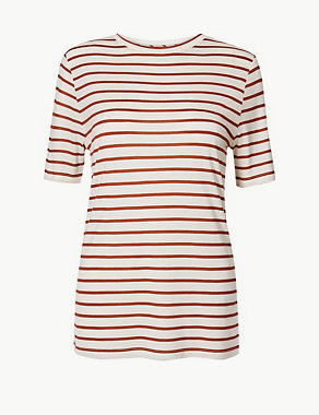 Striped Round Neck Regular Fit T-Shirt Image 2 of 4