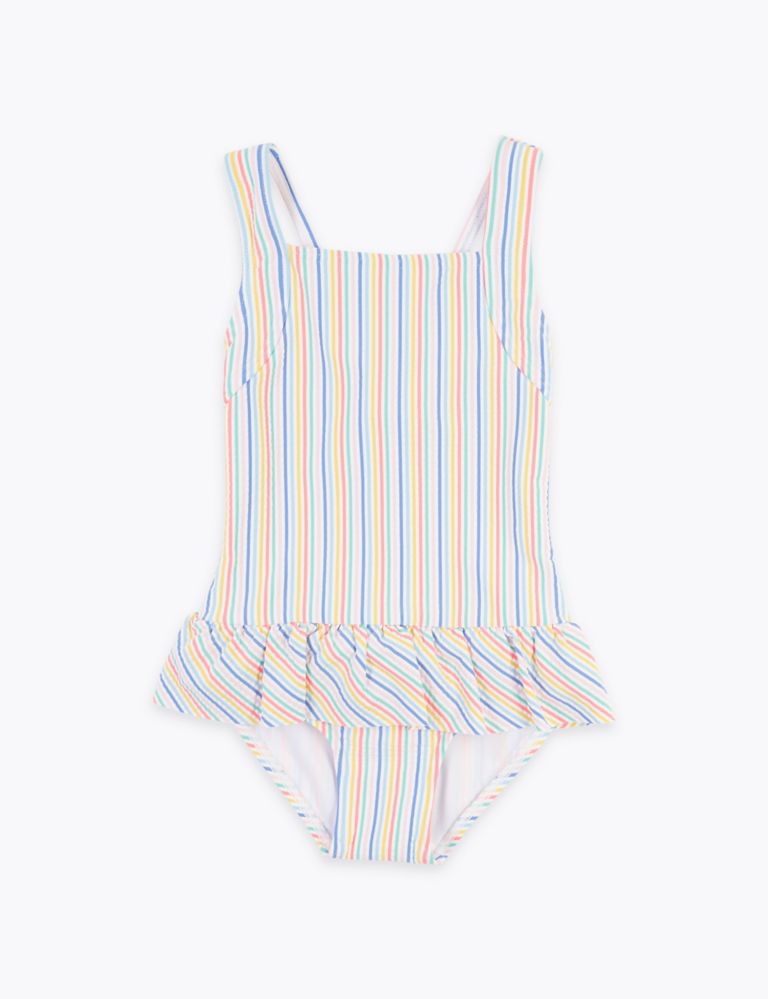Striped Seersucker Frill Swimsuit (2-7 Yrs) 1 of 3