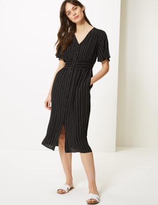 Shirred waist cheap midi dress