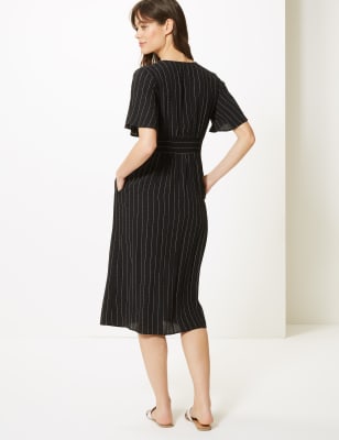 Shirred waist midi store dress