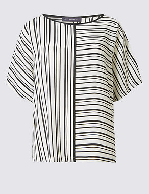Striped Short Sleeve Shell Top Image 2 of 4