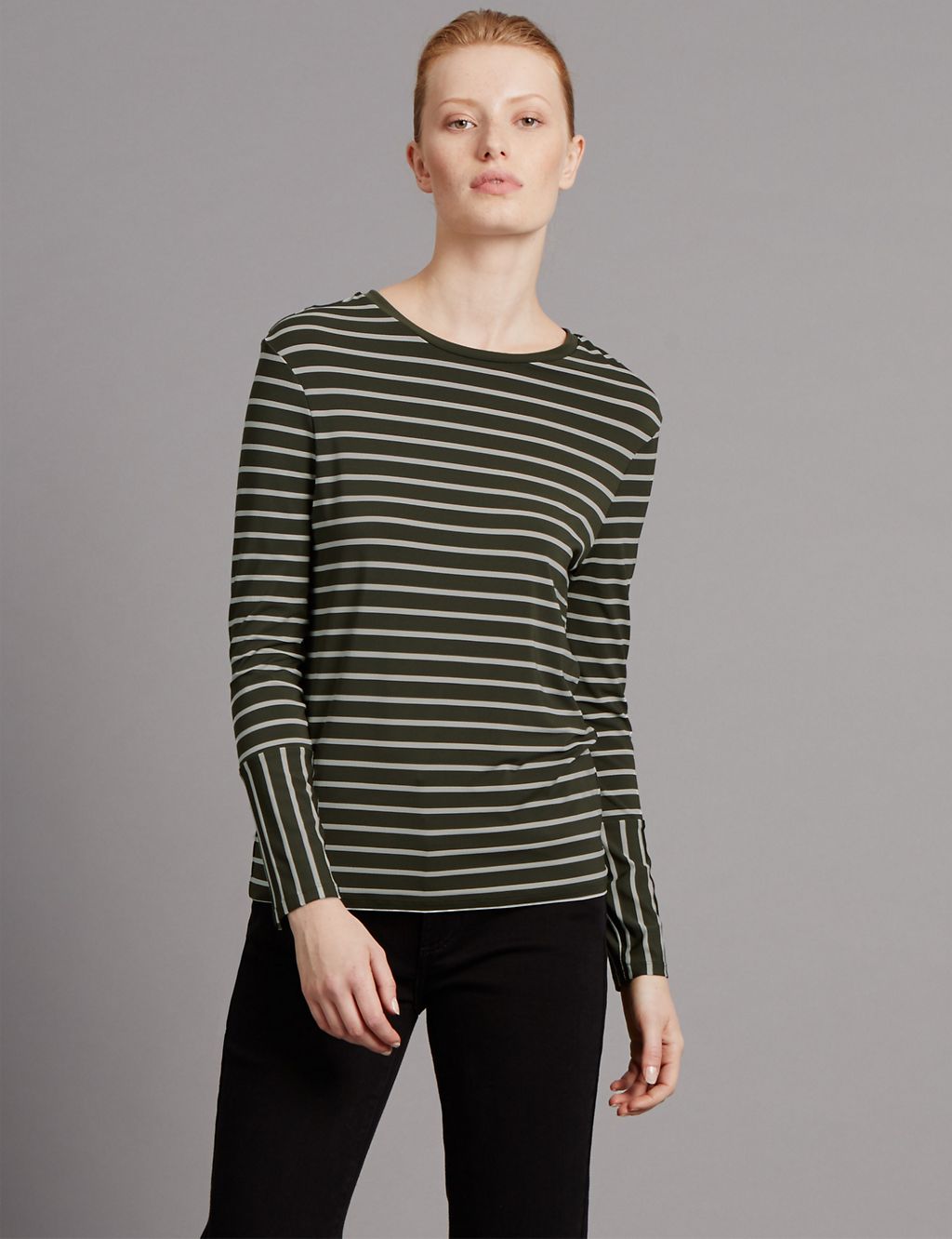 Striped Slinky Cuff Long Sleeve T-Shirt 3 of 4
