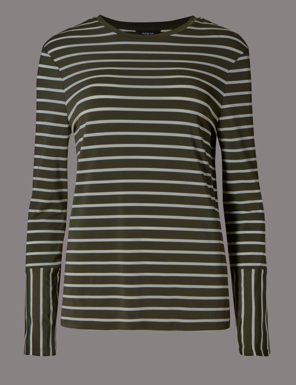 Striped Slinky Cuff Long Sleeve T-Shirt 1 of 4