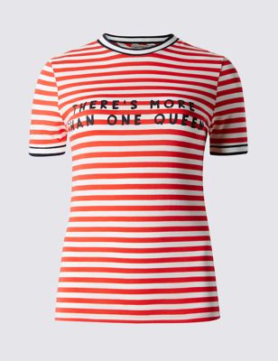Striped Slogan T-Shirt Image 2 of 3