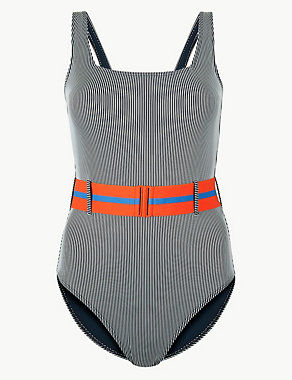 Striped Square Neck Swimsuit Image 2 of 4