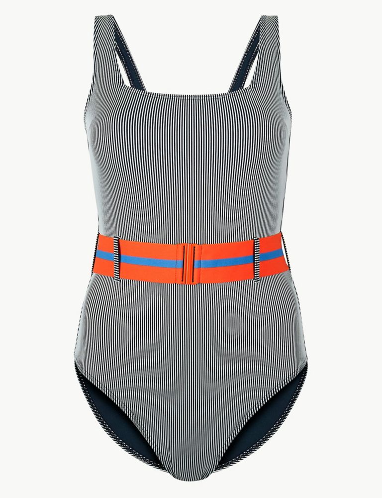 Striped Square Neck Swimsuit 2 of 4