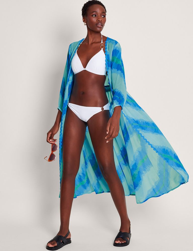 Striped Tie Front Beach Cover Up Kaftan 1 of 5