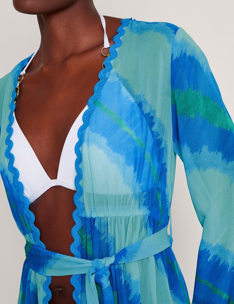 Striped Tie Front Beach Cover Up Kaftan 4 of 5