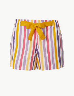 Striped Tie Front Pyjama Shorts Image 2 of 4