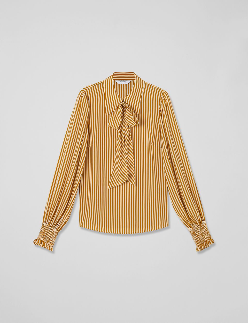 Striped Tie Neck Blouse with Silk 1 of 4