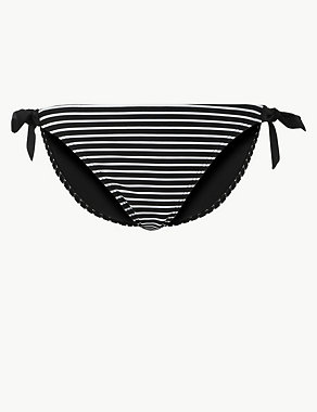 Striped Tie Side Hipster Bikini Bottoms Image 2 of 4
