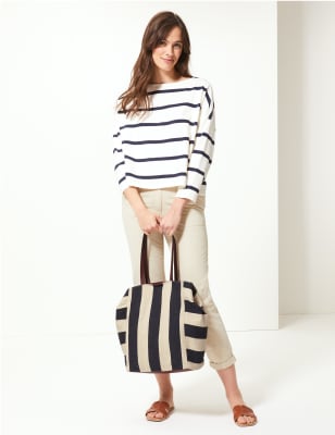 Striped Tote Bag M S Collection M S