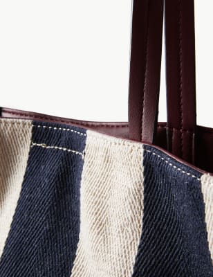 Blue and white striped tote clearance bag