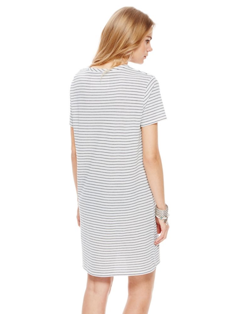 Striped Tunic Dress with Linen 4 of 4