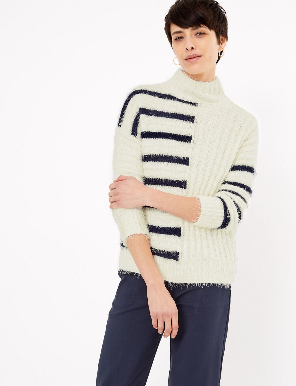 Striped Turtle Neck Relaxed Fit Jumper 3 of 4
