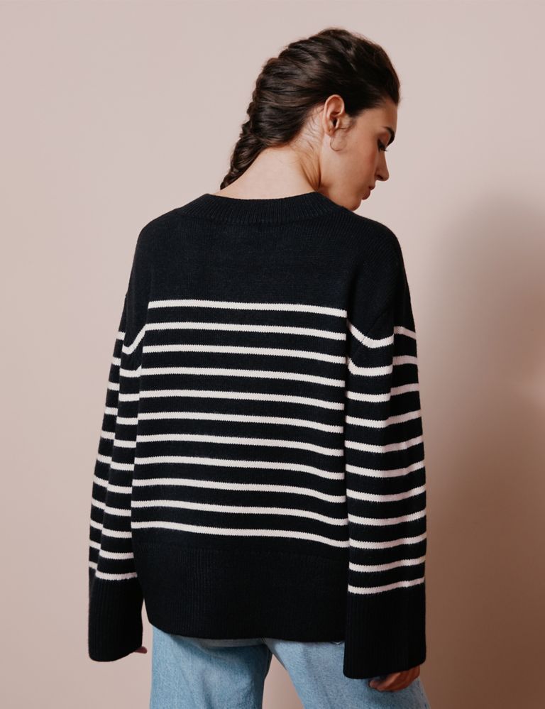 Striped V-Neck Jumper with Wool | Albaray | M&S