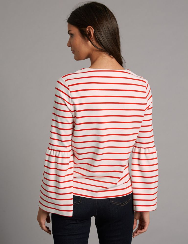 Striped V-Neck Long Sleeve T-Shirt 4 of 5