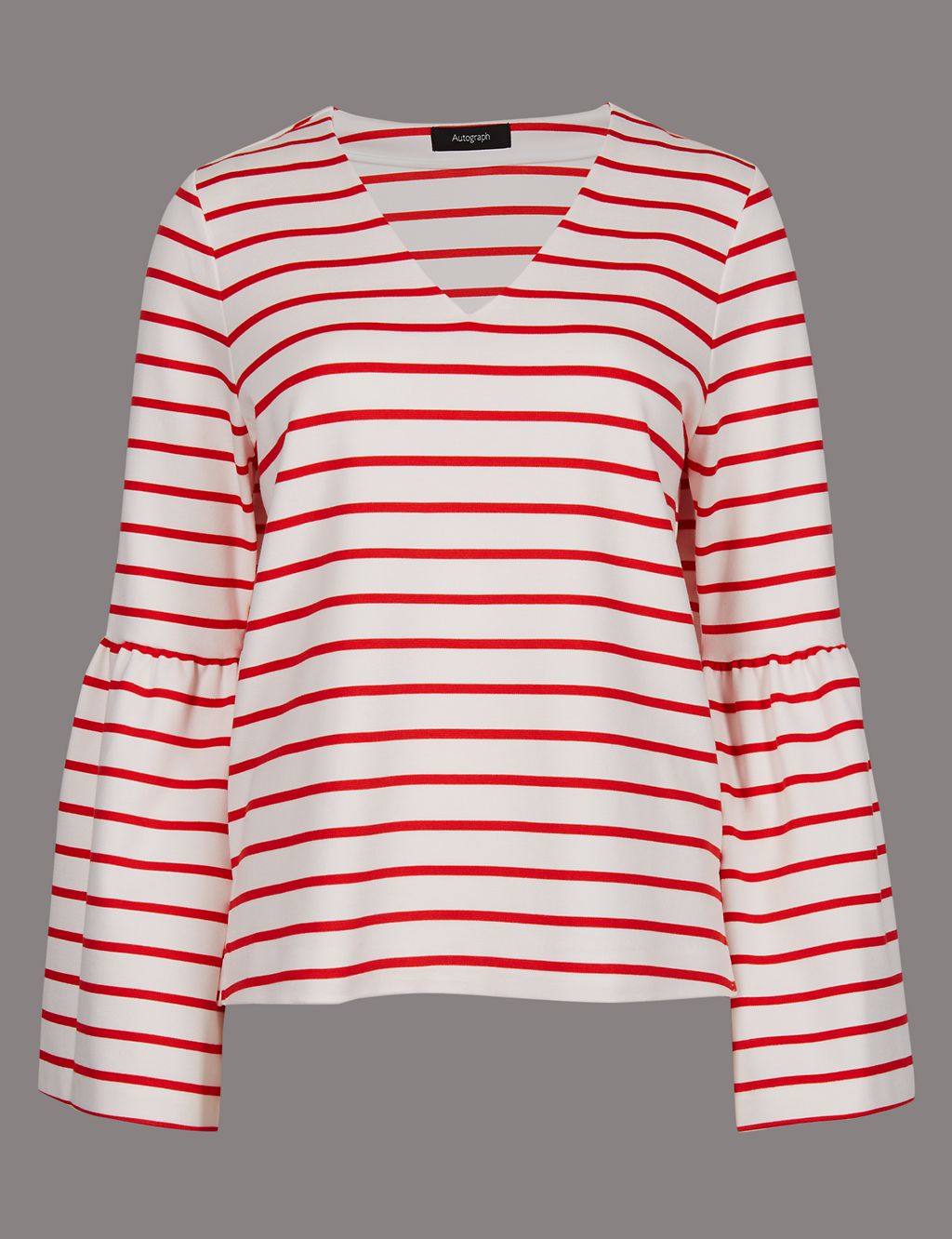 Striped V-Neck Long Sleeve T-Shirt 1 of 5