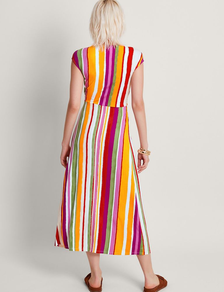 Striped V-Neck Maxi Waisted Dress 5 of 5