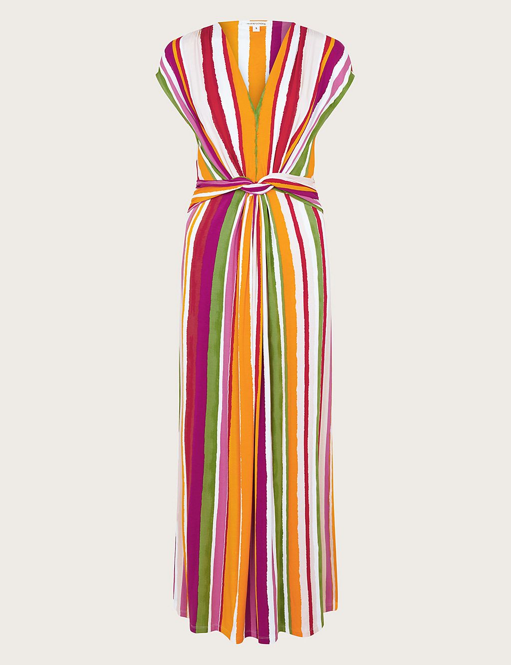 Striped V-Neck Maxi Waisted Dress 1 of 5