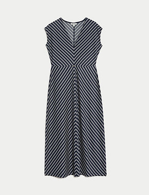Striped V-Neck Midi Dress Image 2 of 5