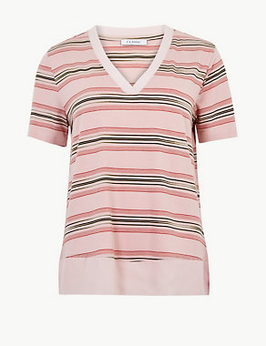 Striped V-Neck Regular Fit T-Shirt Image 2 of 4