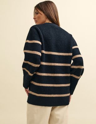 Stripe Knitted Longline Zip Jumper