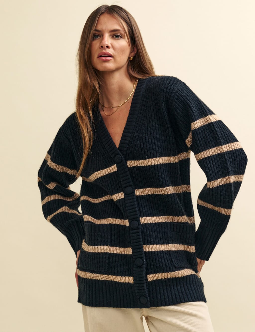 Striped outlet long cardigan