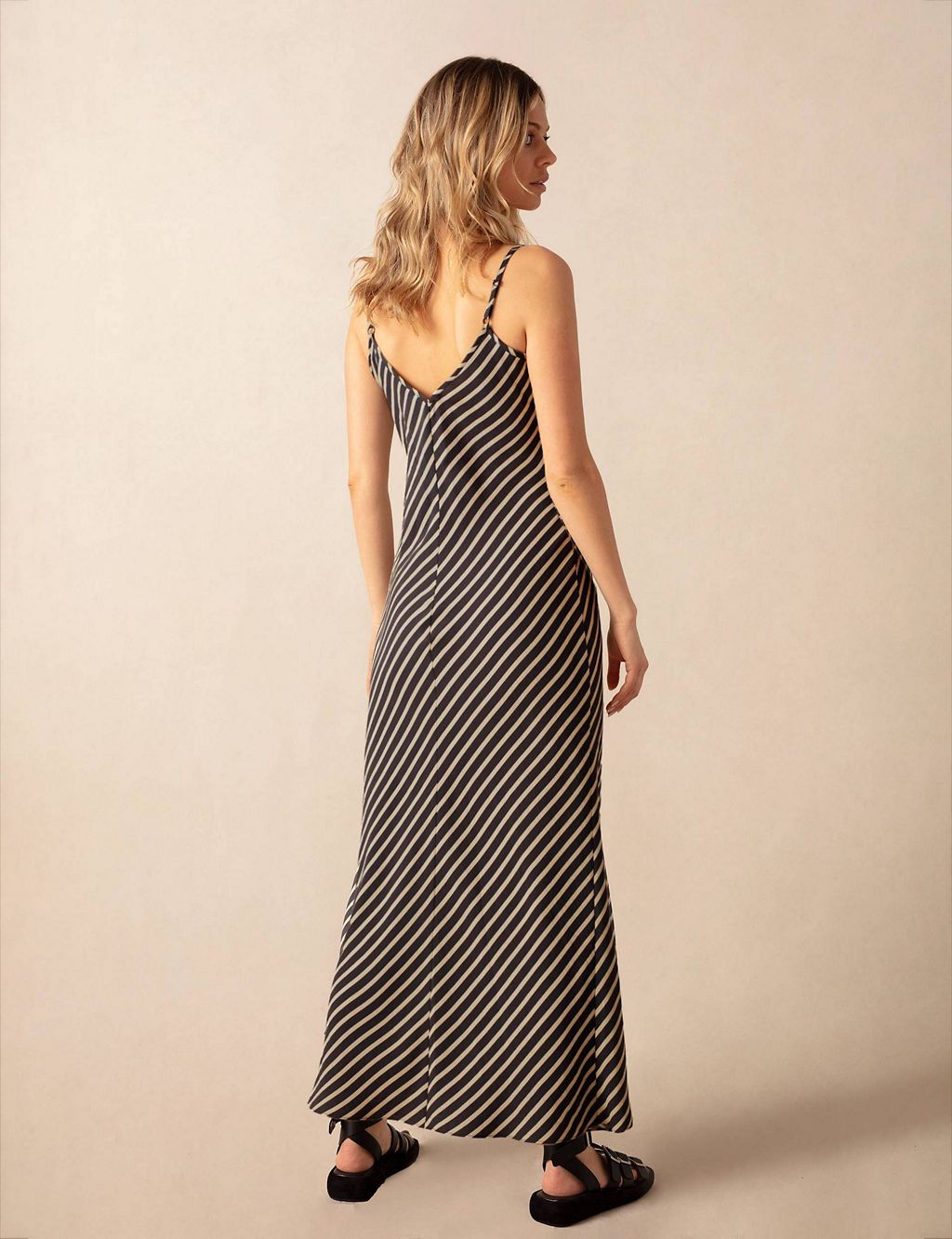 Striped V-Neck Strappy Midaxi Slip Dress 4 of 4