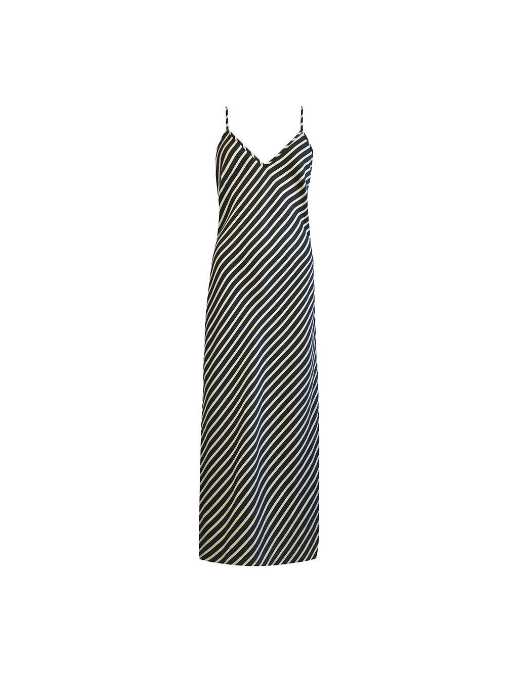 Striped V-Neck Strappy Midaxi Slip Dress 1 of 4