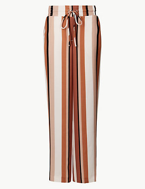 Striped Wide Leg Ankle Grazer Trousers Image 2 of 5