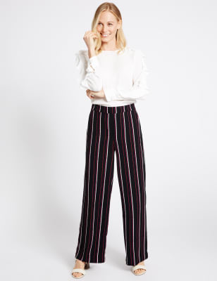 ladies striped wide leg trousers