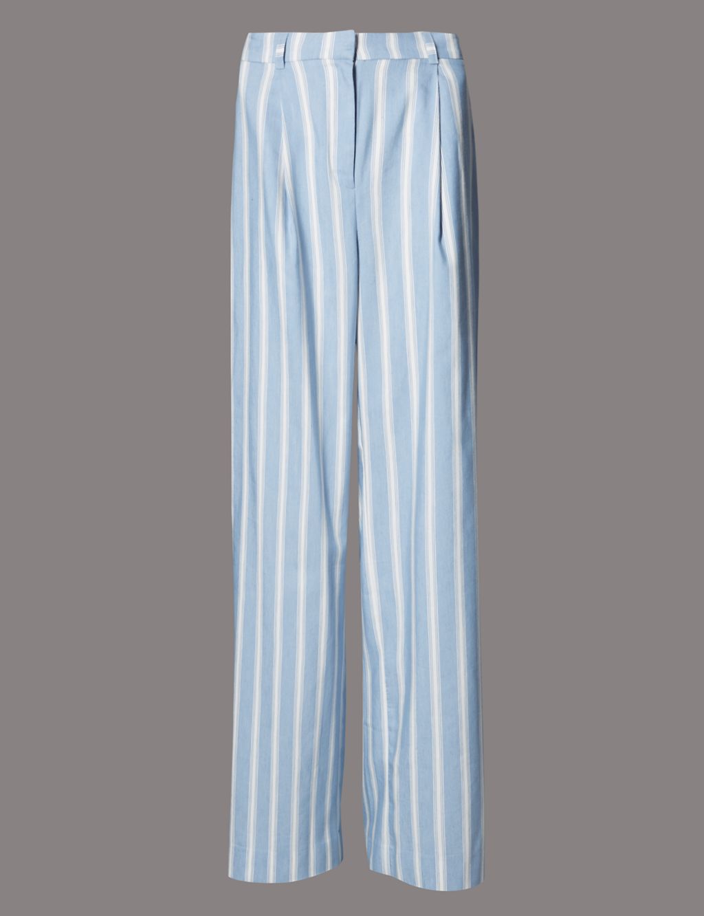 Striped Wide Leg Trousers with Linen | Autograph | M&S