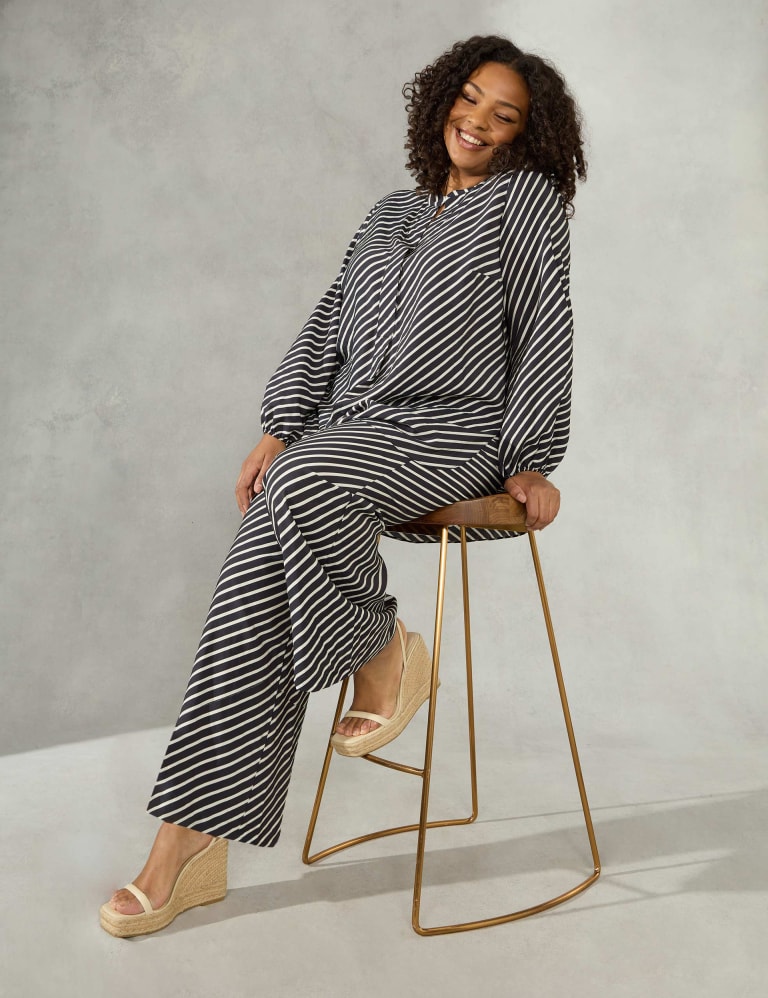 Side Stripe Wide Leg Trousers, Live Unlimited London