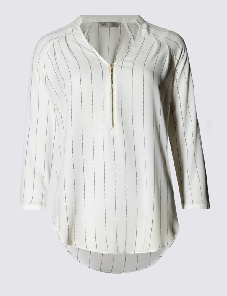 Striped Zipped Chuck On Blouse 2 of 3