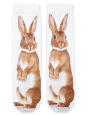 Sublimation Photographic Bunny Print Socks Image 1 of 1