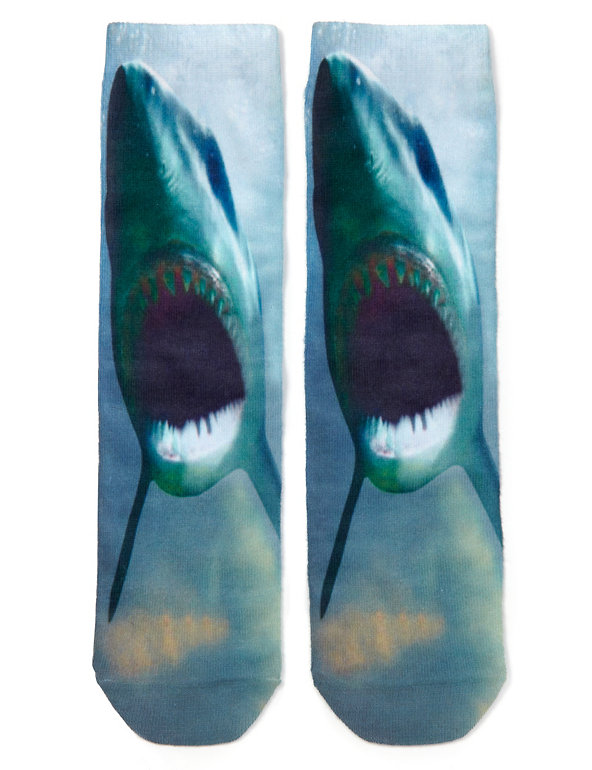 Sublimation Photographic Shark Print Socks Image 1 of 1