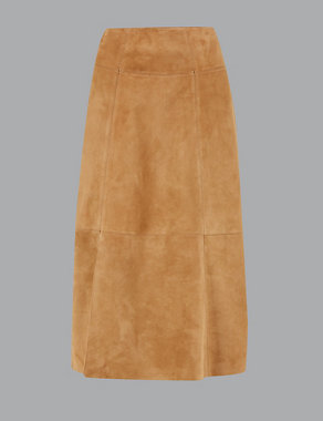 Suede A-Line Midi Skirt Image 2 of 4