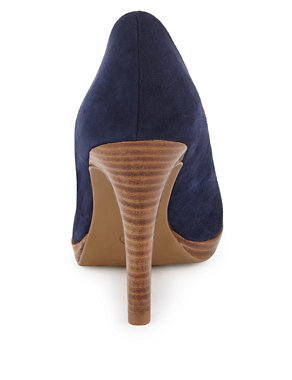 Suede Almond Toe Platform Court Shoes Image 2 of 4