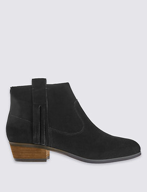 Suede Angular Heel Ankle Boots Image 2 of 6