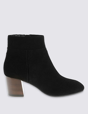 Suede Angular Heel Clean Ankle Boots Image 2 of 6