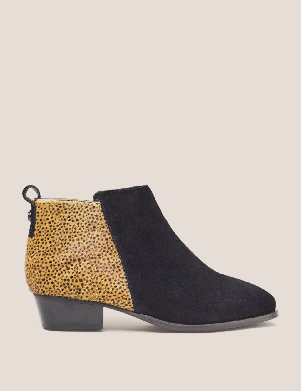 Suede Animal Print Block Heel Ankle Boots 3 of 4