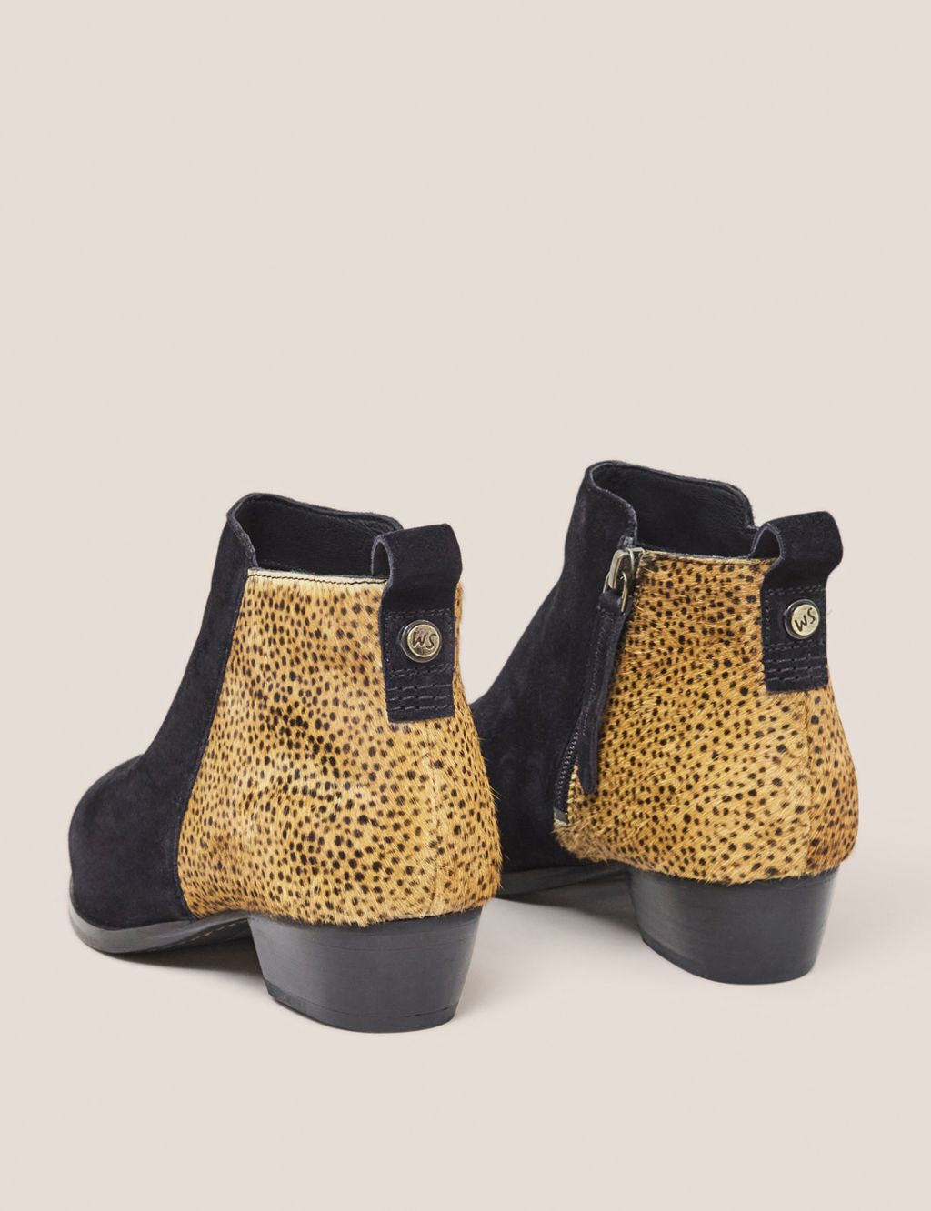 Suede Animal Print Block Heel Ankle Boots 4 of 4