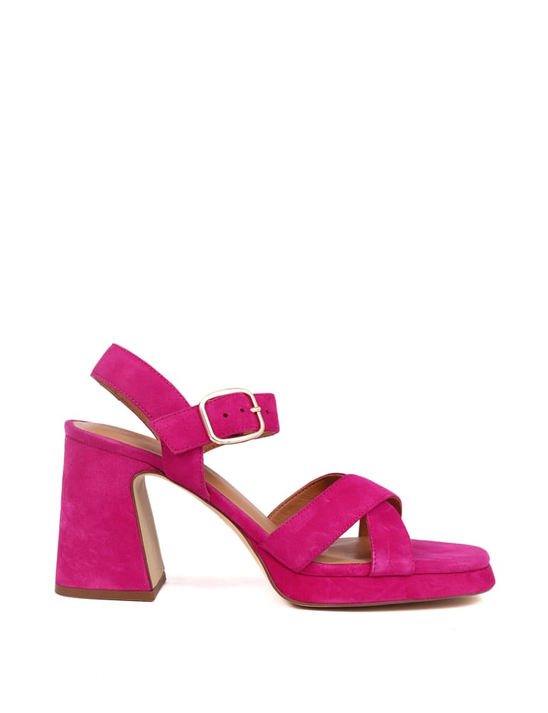 Suede Ankle Strap Block Heel Platform Sandals 3 of 8