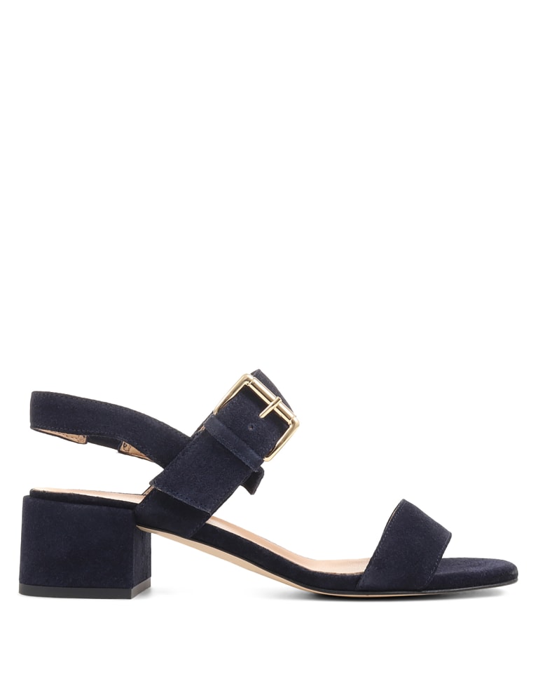 Suede Ankle Strap Block Heel Sandals