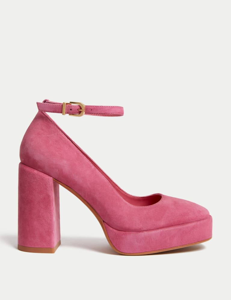 Suede Ankle Strap Platform Heels 2 of 3